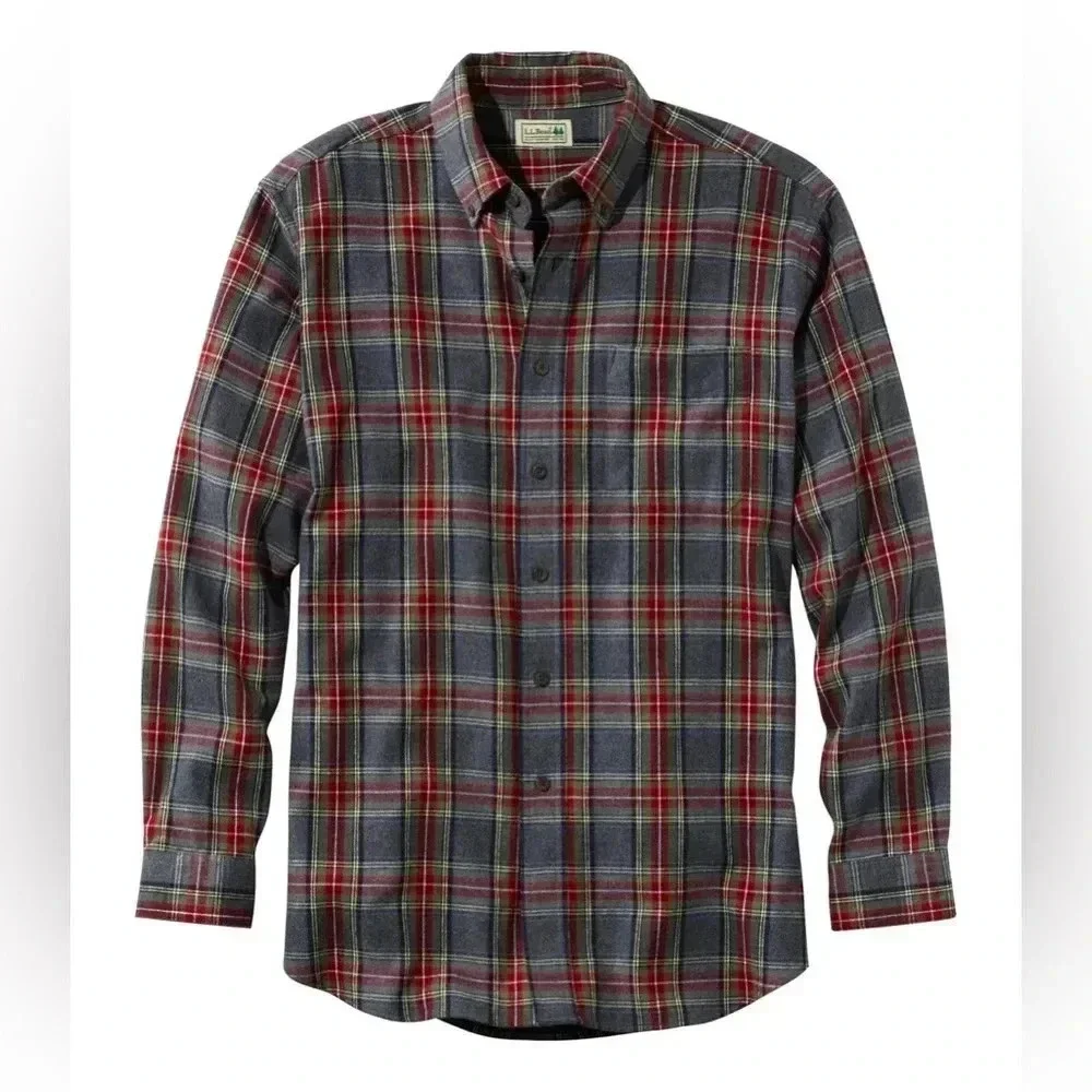 L.L. Bean Men's Scotch Plaid Flannel Shirt Traditional Fit 100% Cotton XL